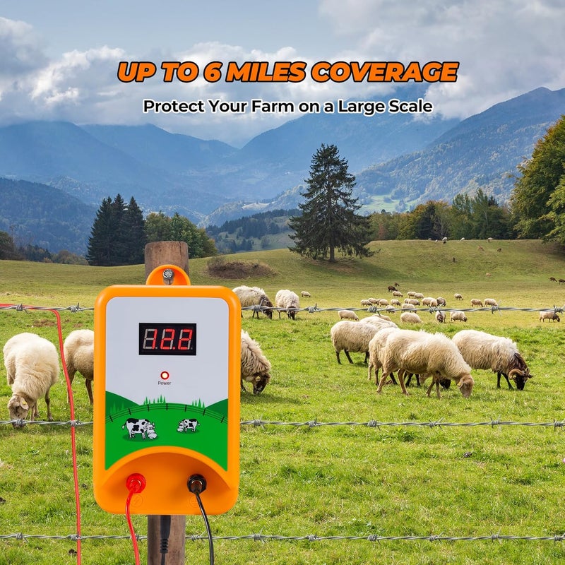 CURECURE Electric Fence Charger, 3Joules/12KV, Easy Installation, 6 Miles Rang, 3 Power Options, LED Display Monitors Electric Fence, Use for Livestock, Pet, Farm, Garden - Image 5